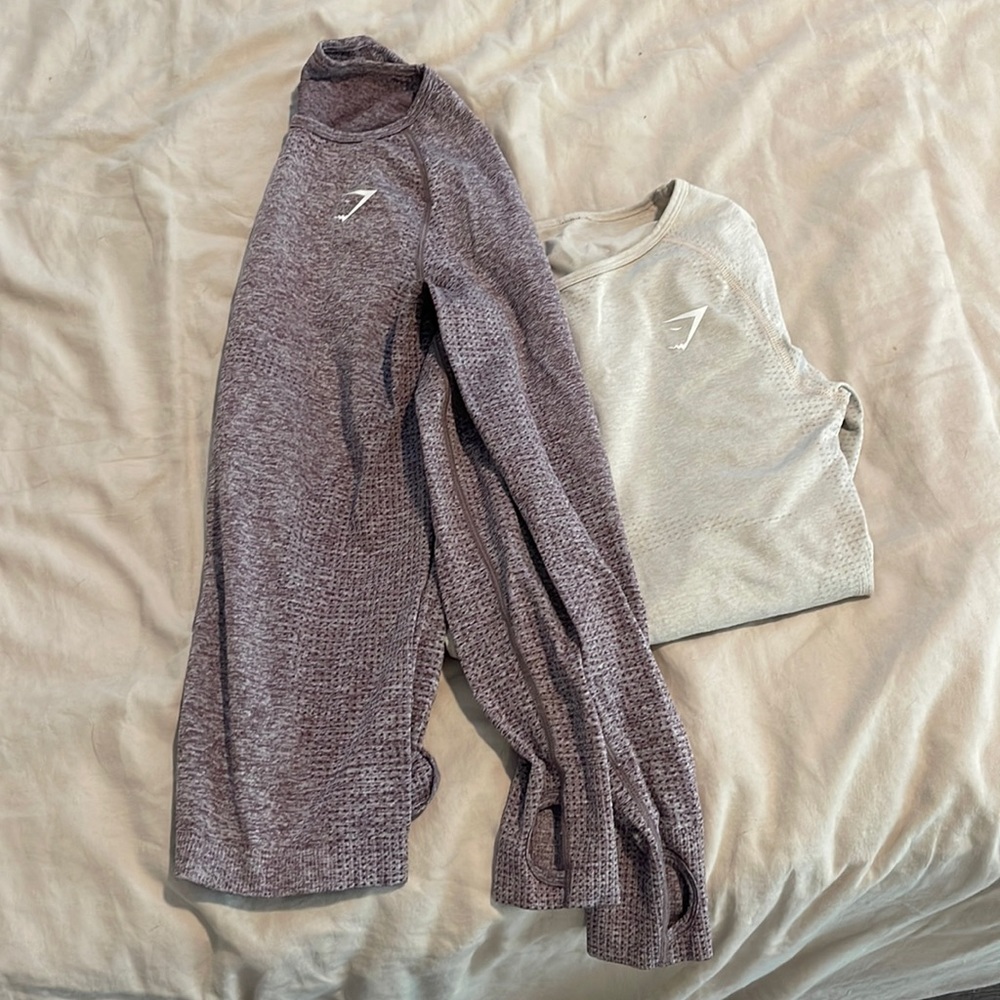 Two gymshark long sleeve workout tops